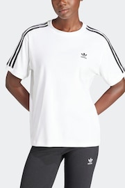 adidas White 3 Stripe T-Shirt - Image 6 of 8