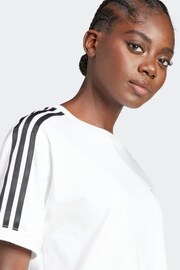 adidas White 3 Stripe T-Shirt - Image 8 of 8