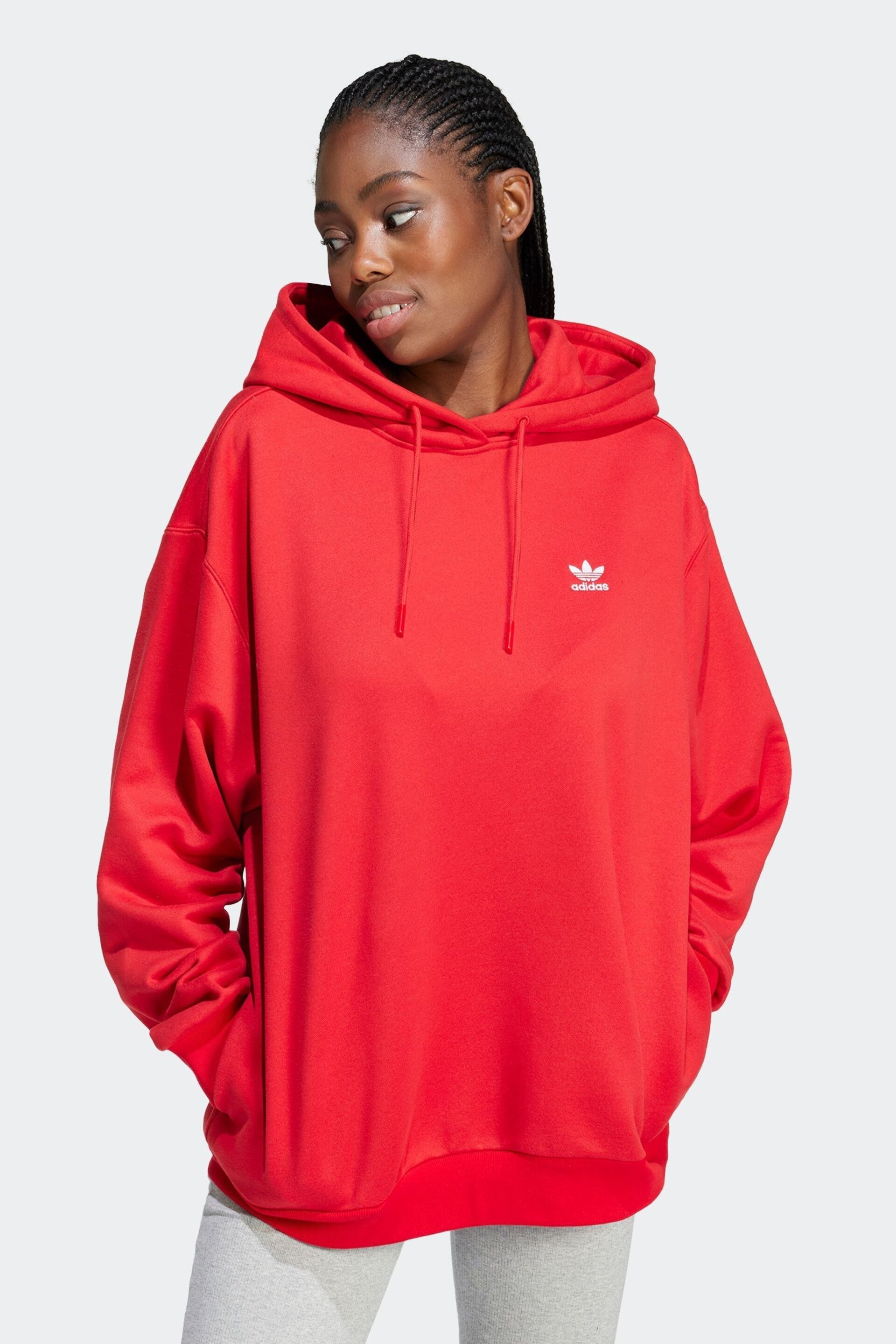 adidas Originals Red Trefoil Oversized Hoodie - Image 1 of 6