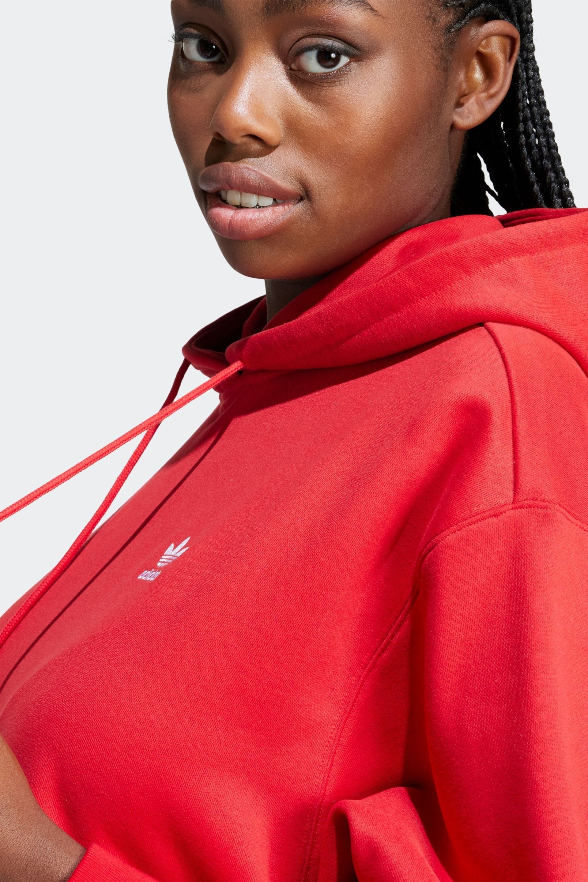 adidas Originals Red Trefoil Oversized Hoodie - Image 4 of 6