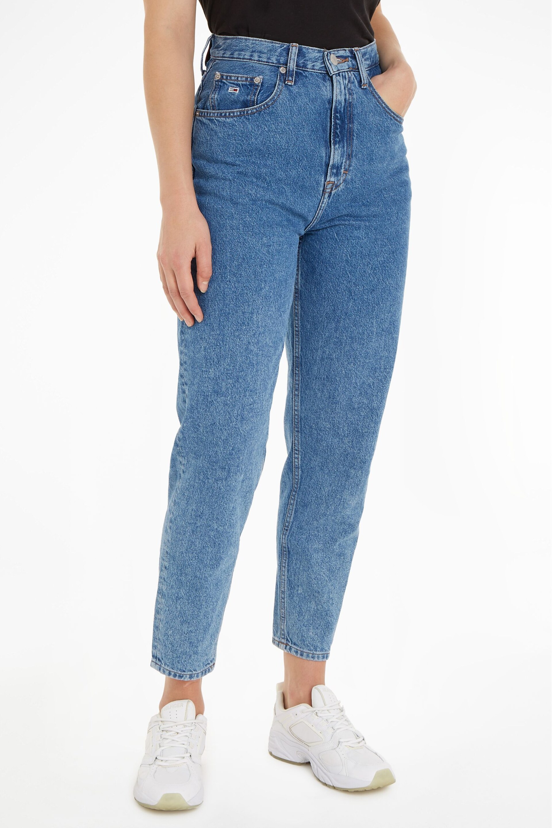 Tommy Jeans Blue Ultra High Rise Tapered Mom Jeans - Image 1 of 11