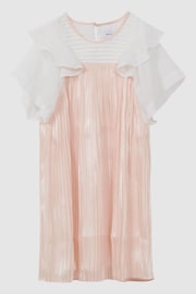 Reiss Pink Dina 4-9 yrs Pleated Metallic Dress - Image 2 of 5