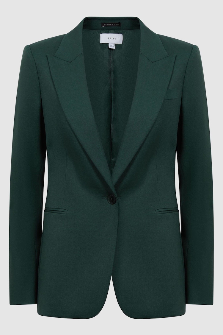 Reiss Bottle Green Jade Petite Tailored Fit Single Breasted Suit Blazer - Image 2 of 5