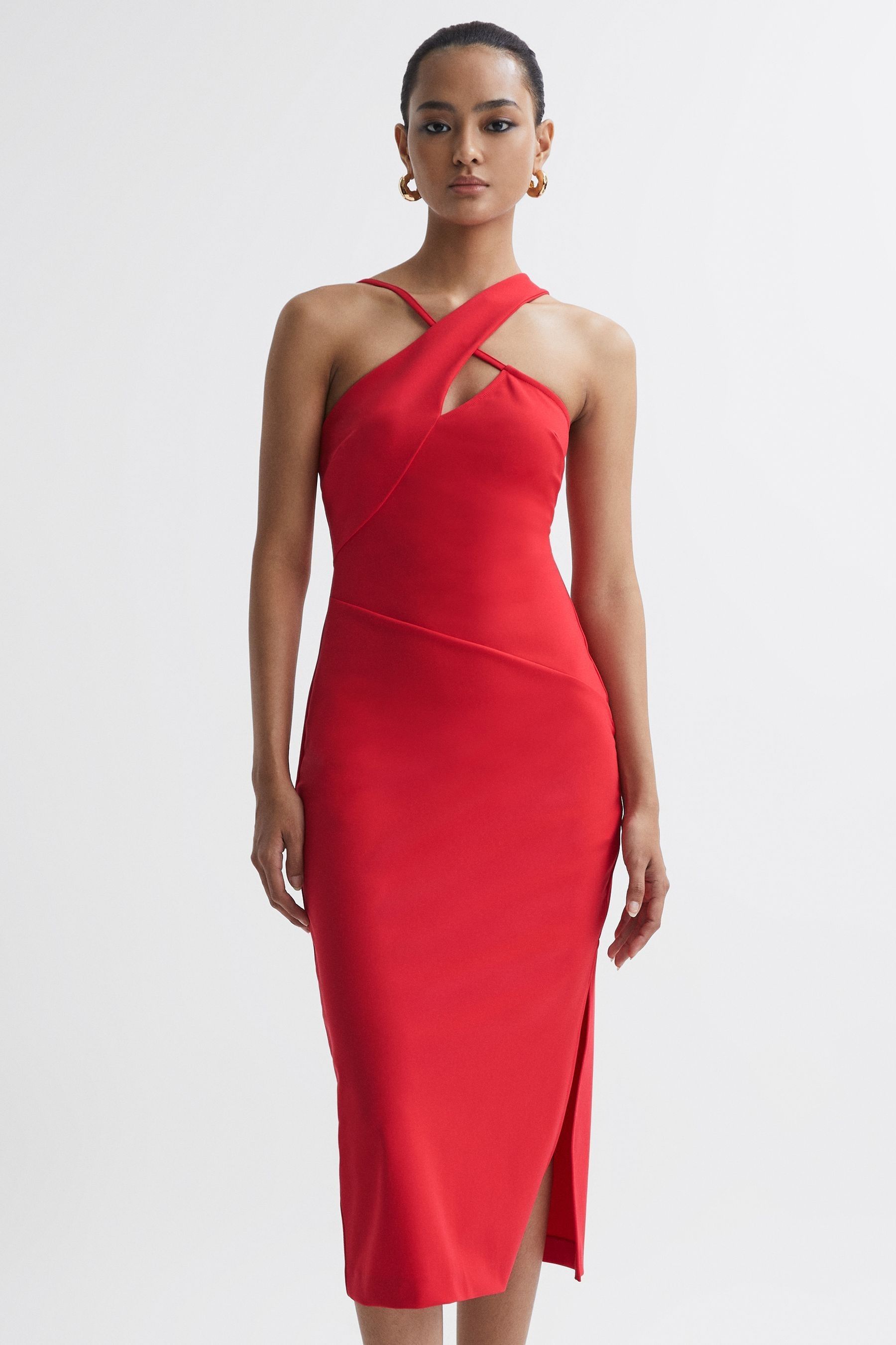 Buy Reiss Red Halle Bodycon Cut Out Midi Dress from Next Malta