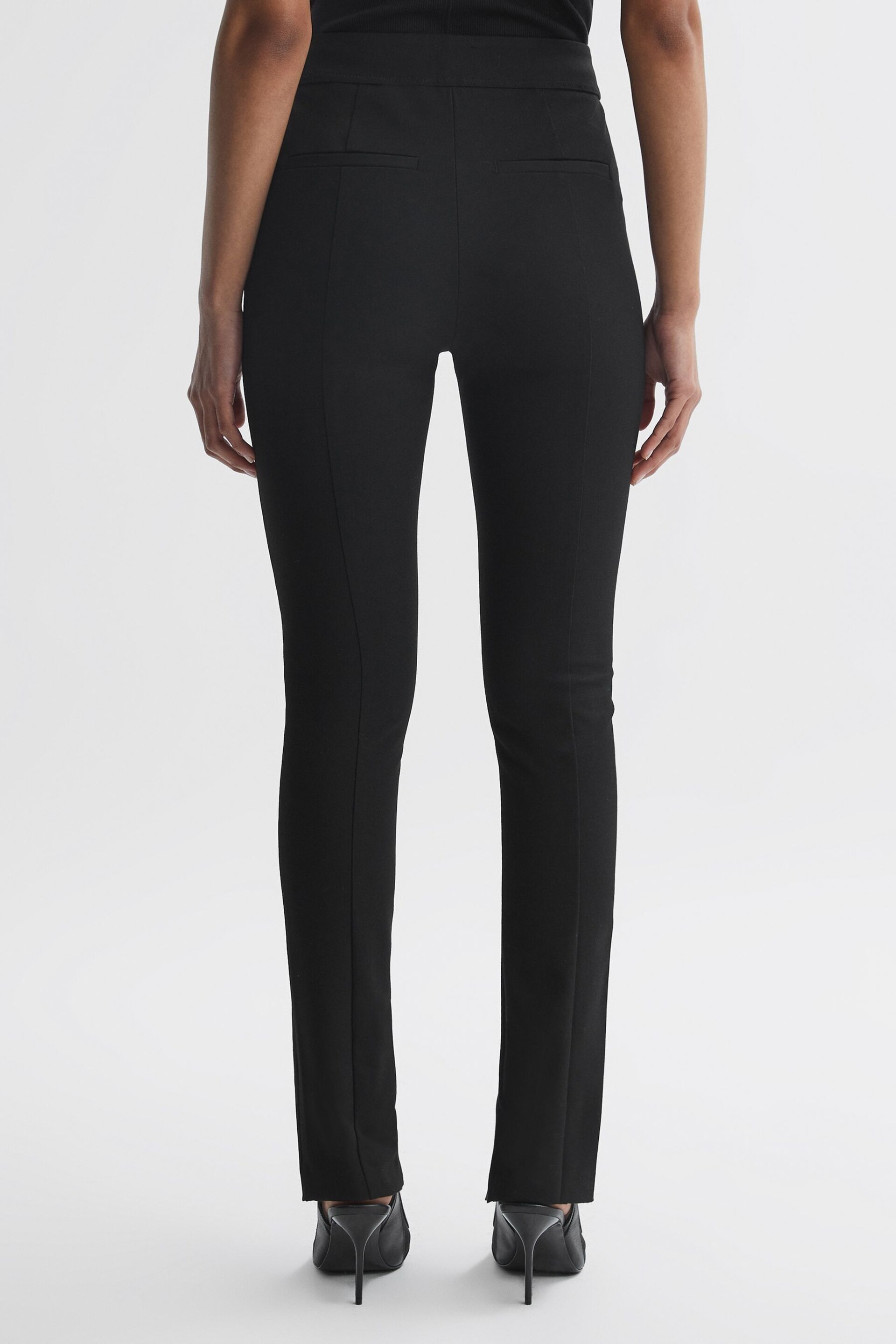 Reiss Black Jayne Skinny Fit Split Front Trousers - Image 4 of 4