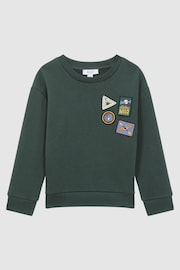Reiss Forest Green Lucas Junior Relaxed Fit Patch Crew Neck Jumper - Image 2 of 6