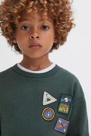 Reiss Forest Green Lucas Junior Relaxed Fit Patch Crew Neck Jumper - Image 3 of 6