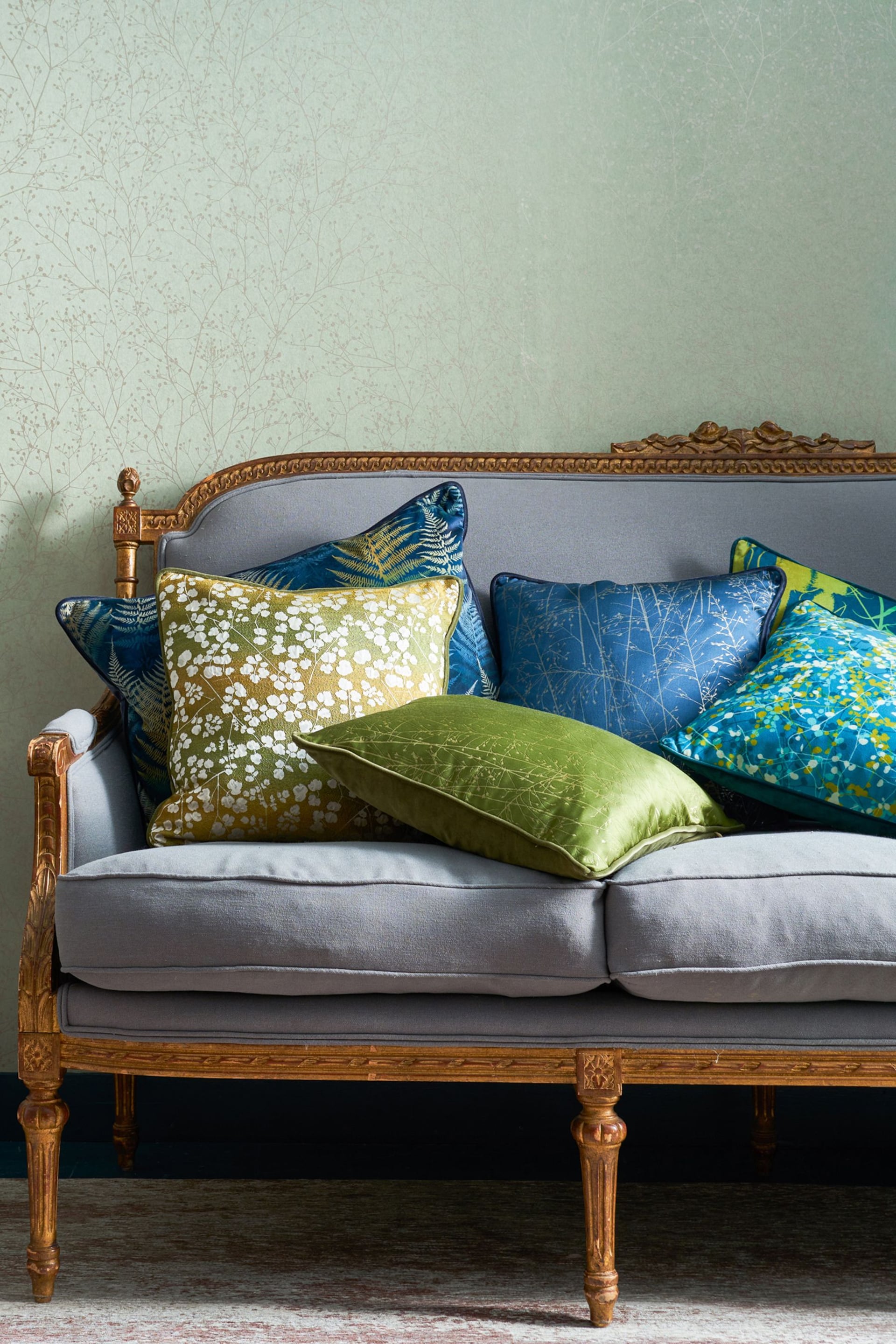 Clarissa Hulse Blue Whispering Grass Cushion - Image 3 of 5