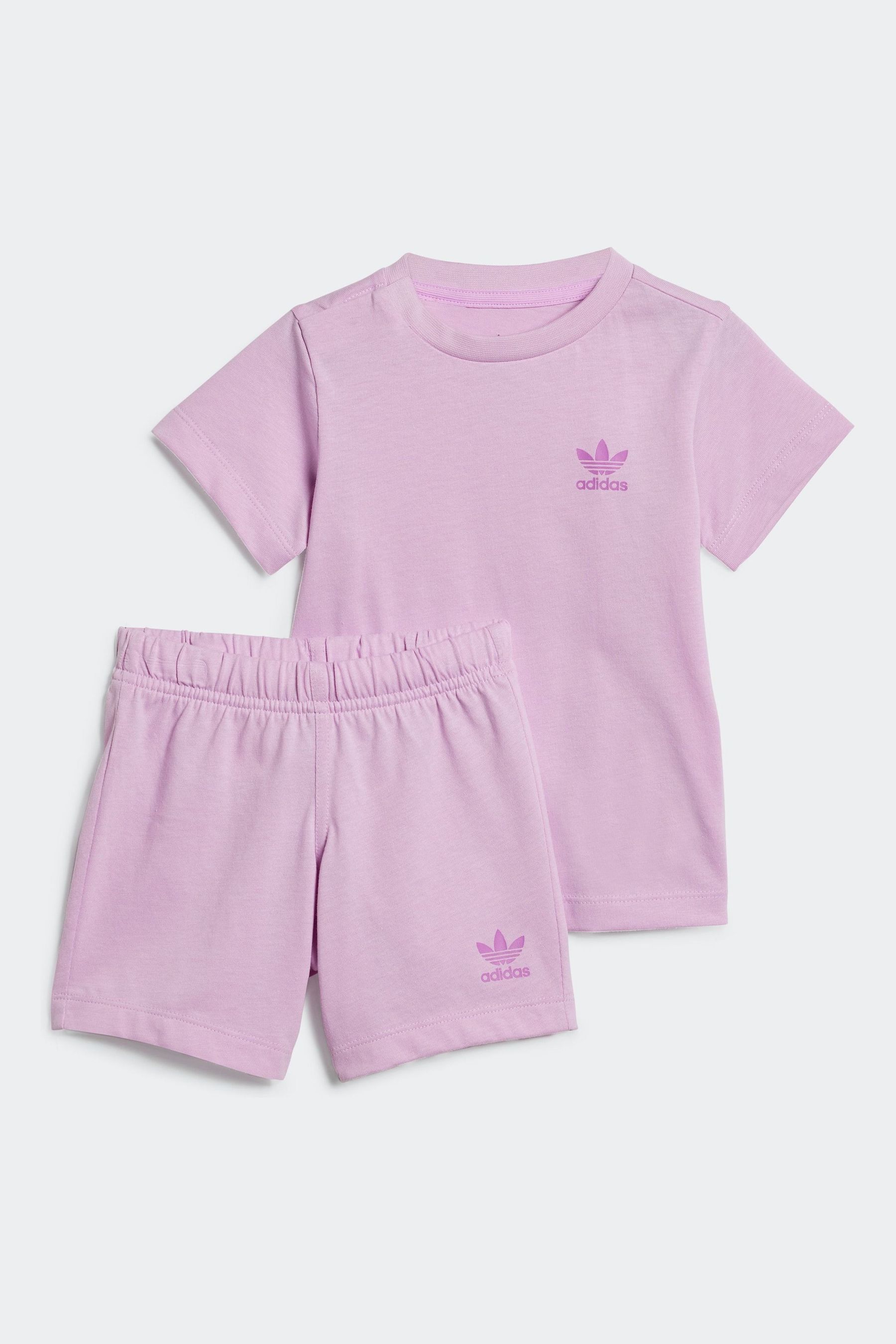 Buy adidas Originals Light Pink 100 Cotton Shorts And T Shirt Set from Next Luxembourg