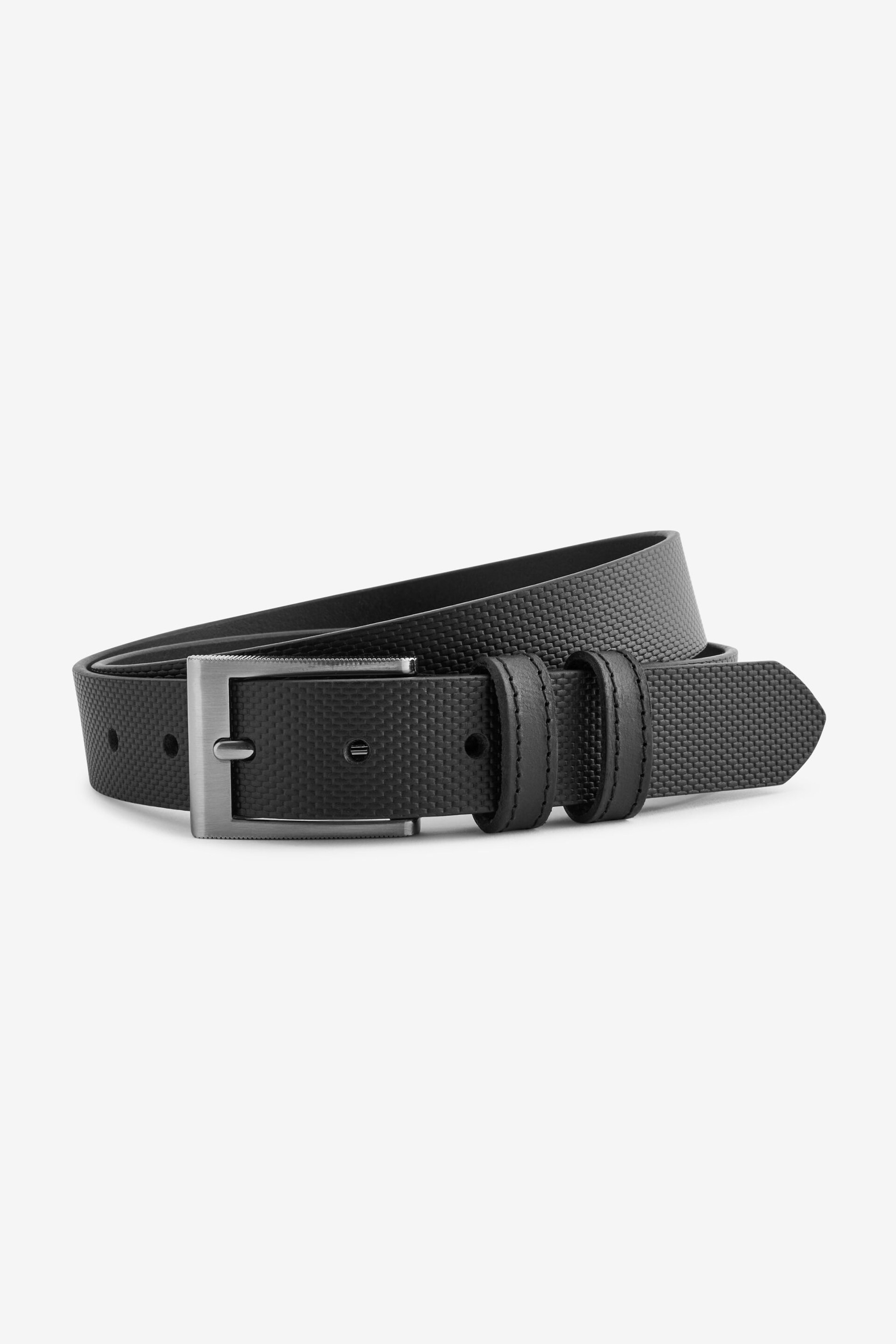 Black Textured Leather Belt - Image 2 of 3