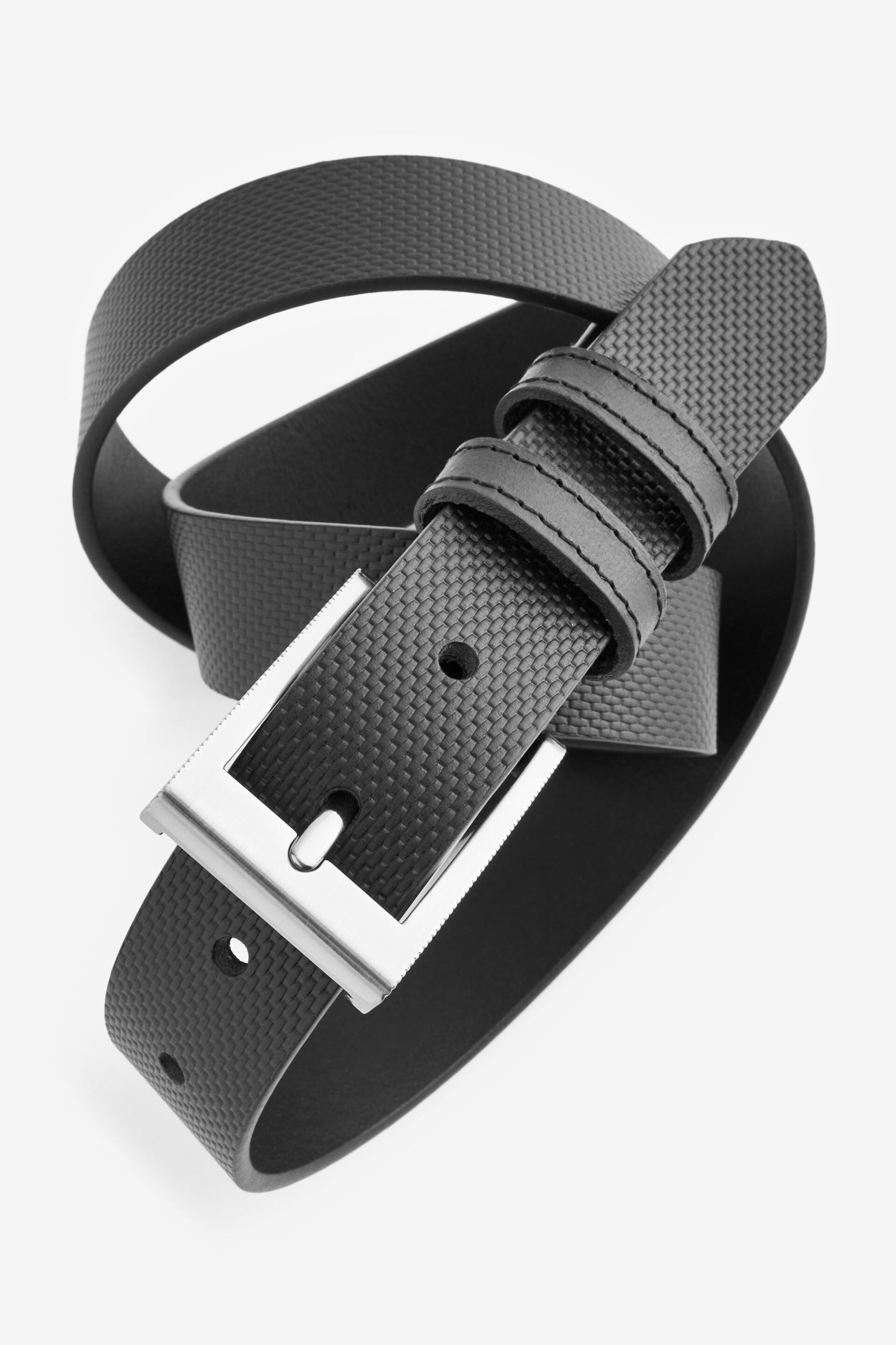 Black Textured Leather Belt - Image 3 of 3