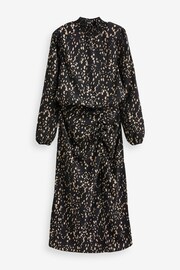 AX Paris Printed High Neck Split Skirt Black And Beige Midi Dress - Image 4 of 4