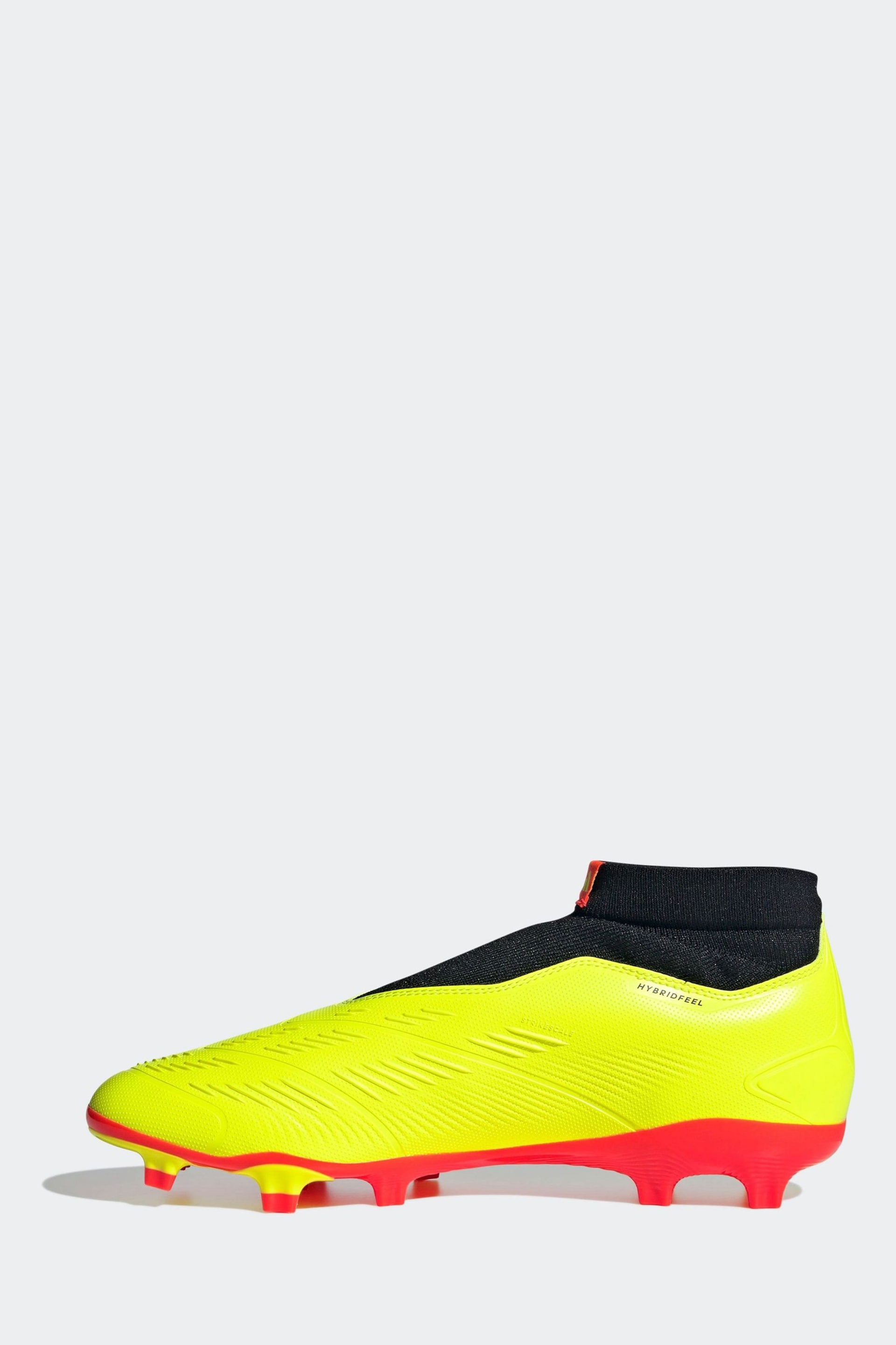 adidas Yellow Football Predator 24 League Laceless Firm Ground Adult Boots - Image 6 of 12