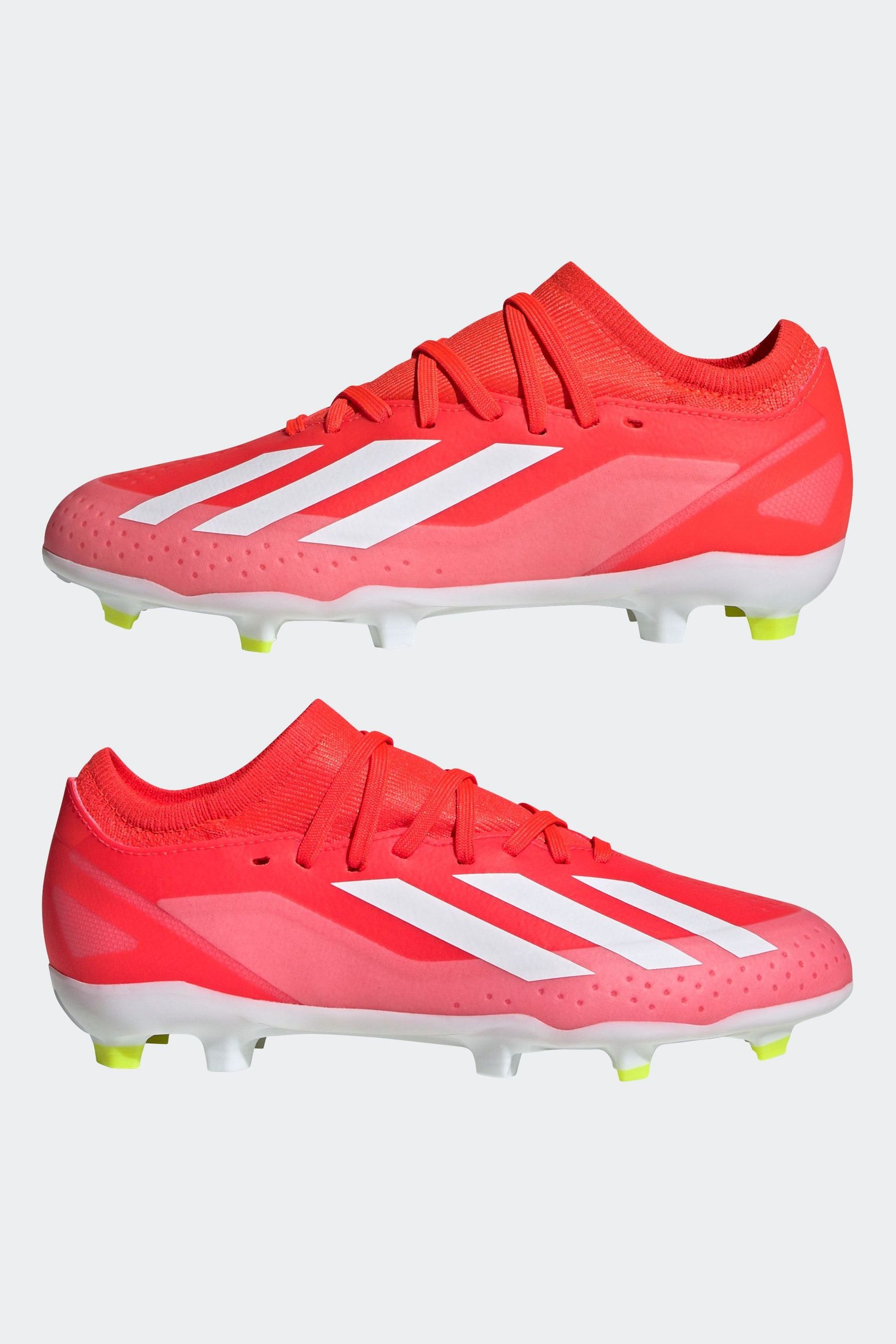 adidas Red White Football X Crazyfast League Firm Ground Kids Boots