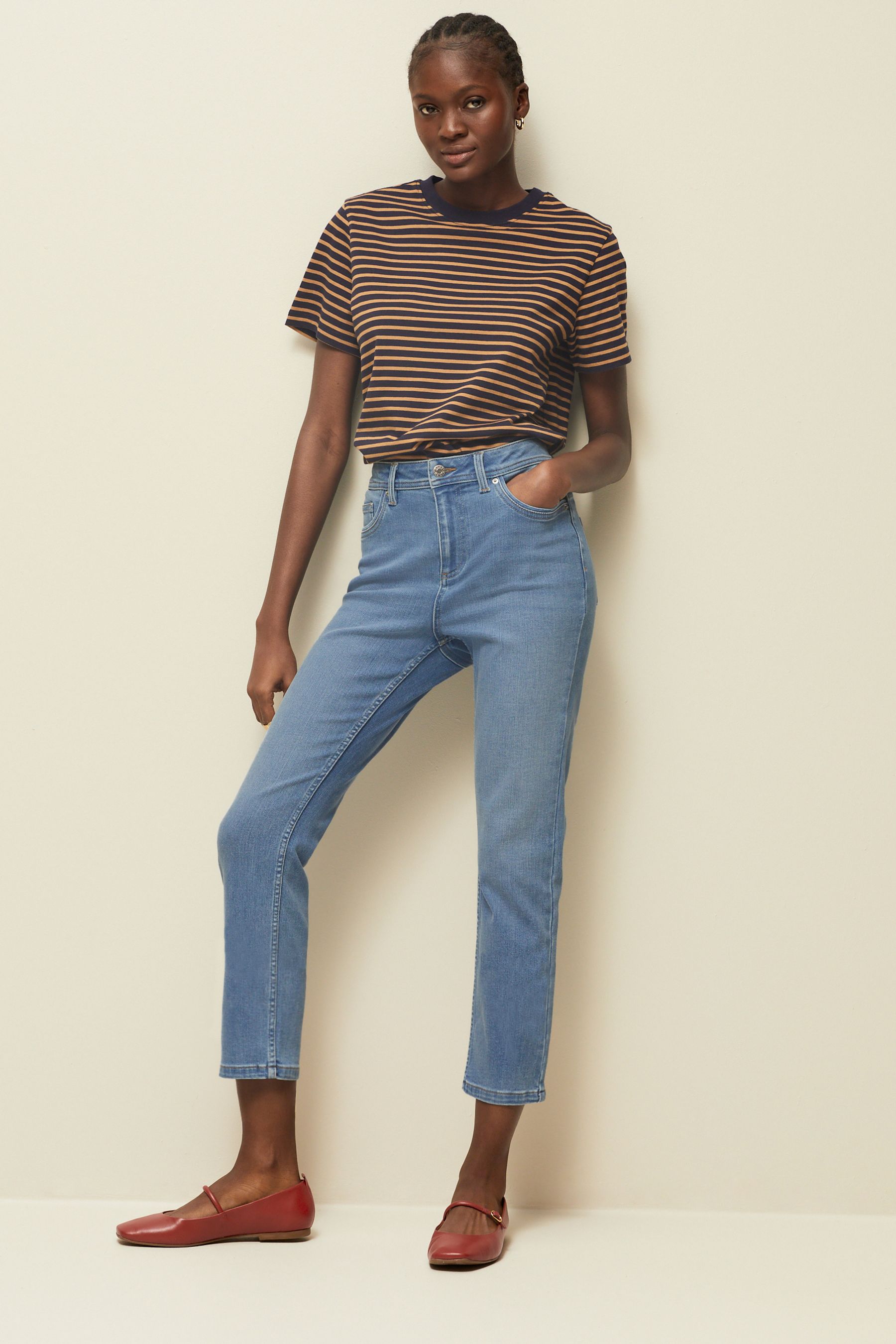 Buy Mid Blue Cropped Slim Jeans from Next Canada