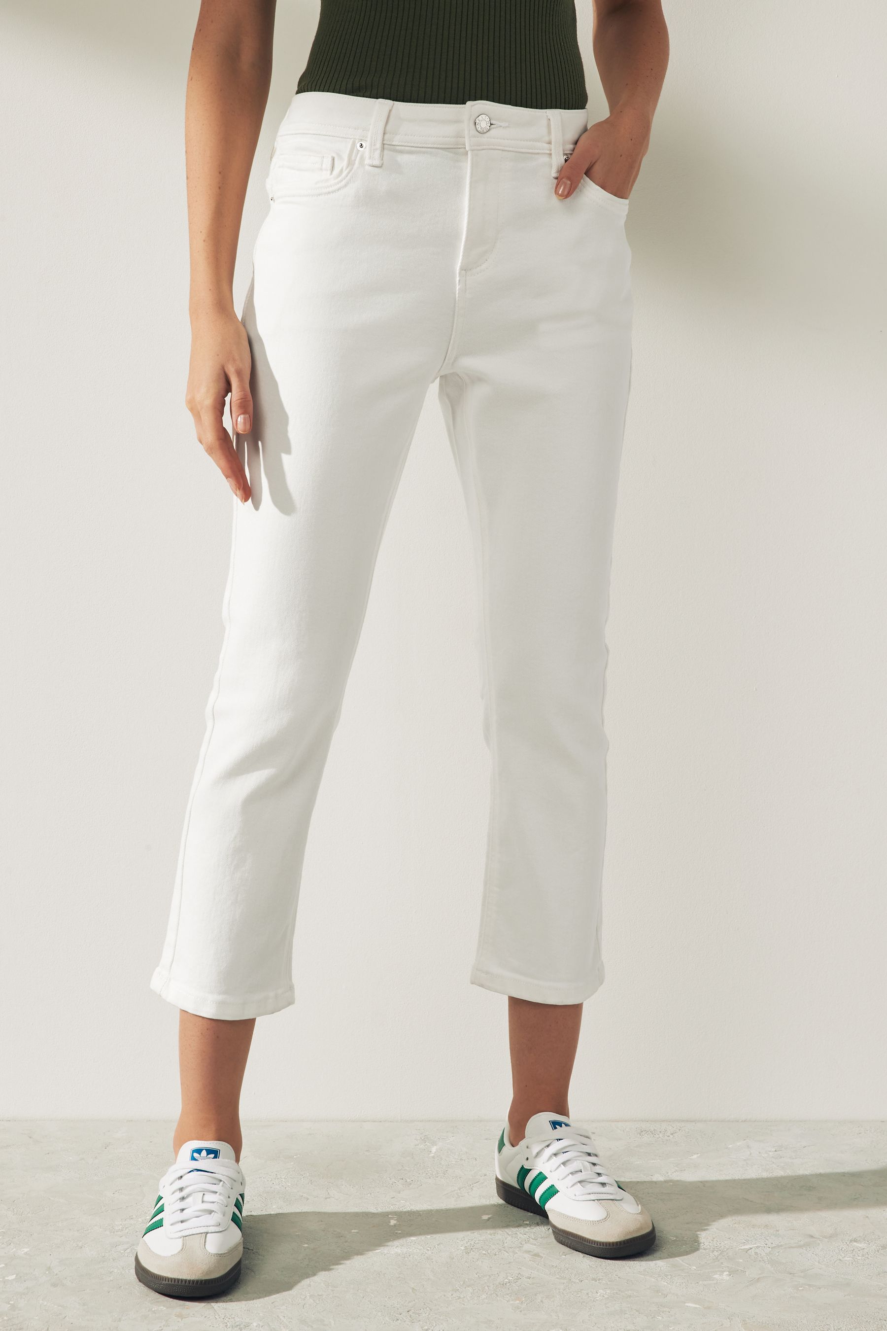 White crop jeans uk store