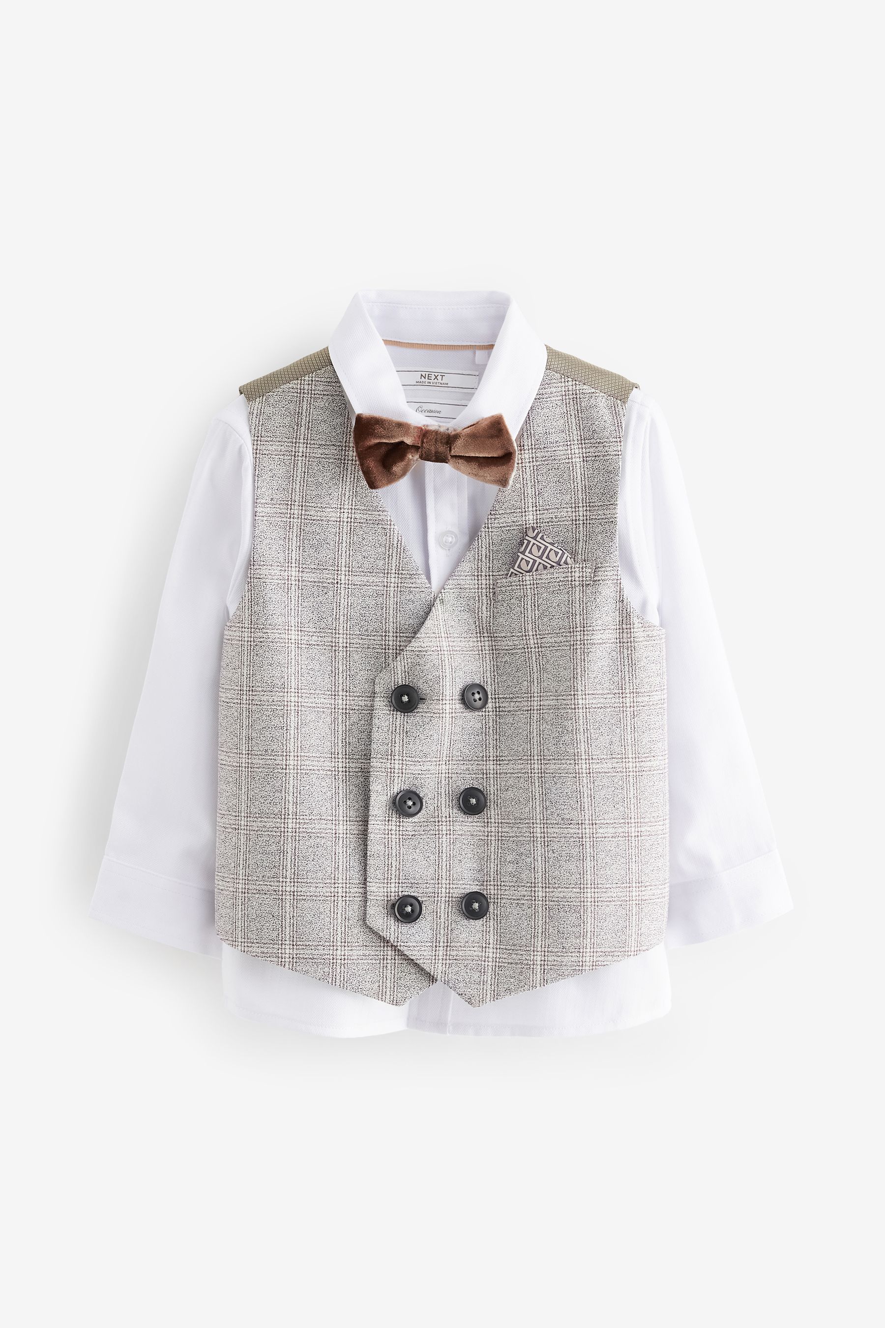 Buy Grey Check Waistcoat Set 3mths 7yrs from Next Luxembourg