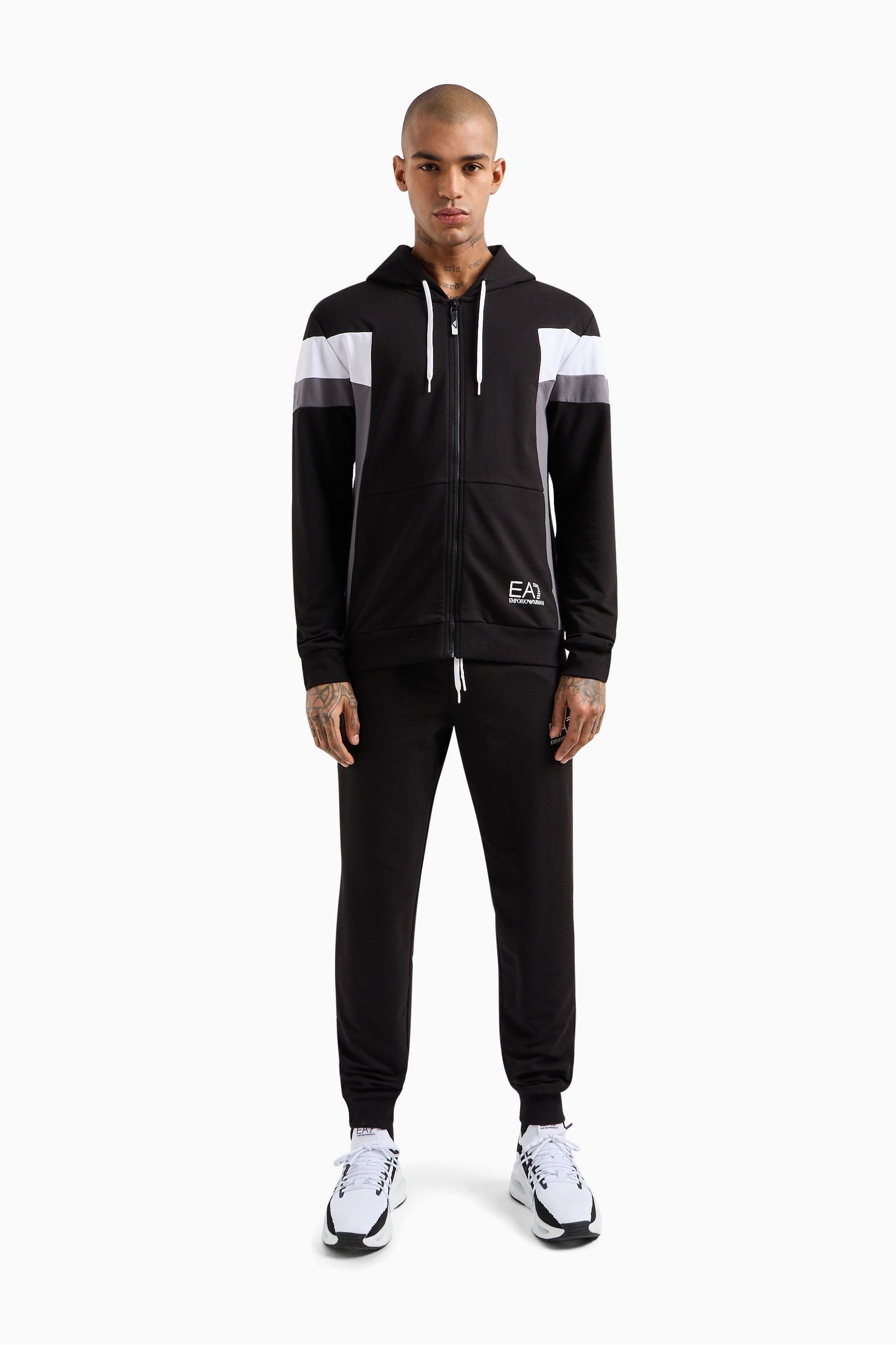 Buy Emporio Armani EA7 Black Colourblock Zip Through Hooded Tracksuit from Next Belgium
