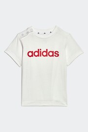 adidas Black/White Sportswear Essentials Lineage Organic Cotton T-Shirt And Shorts Set - Image 2 of 6