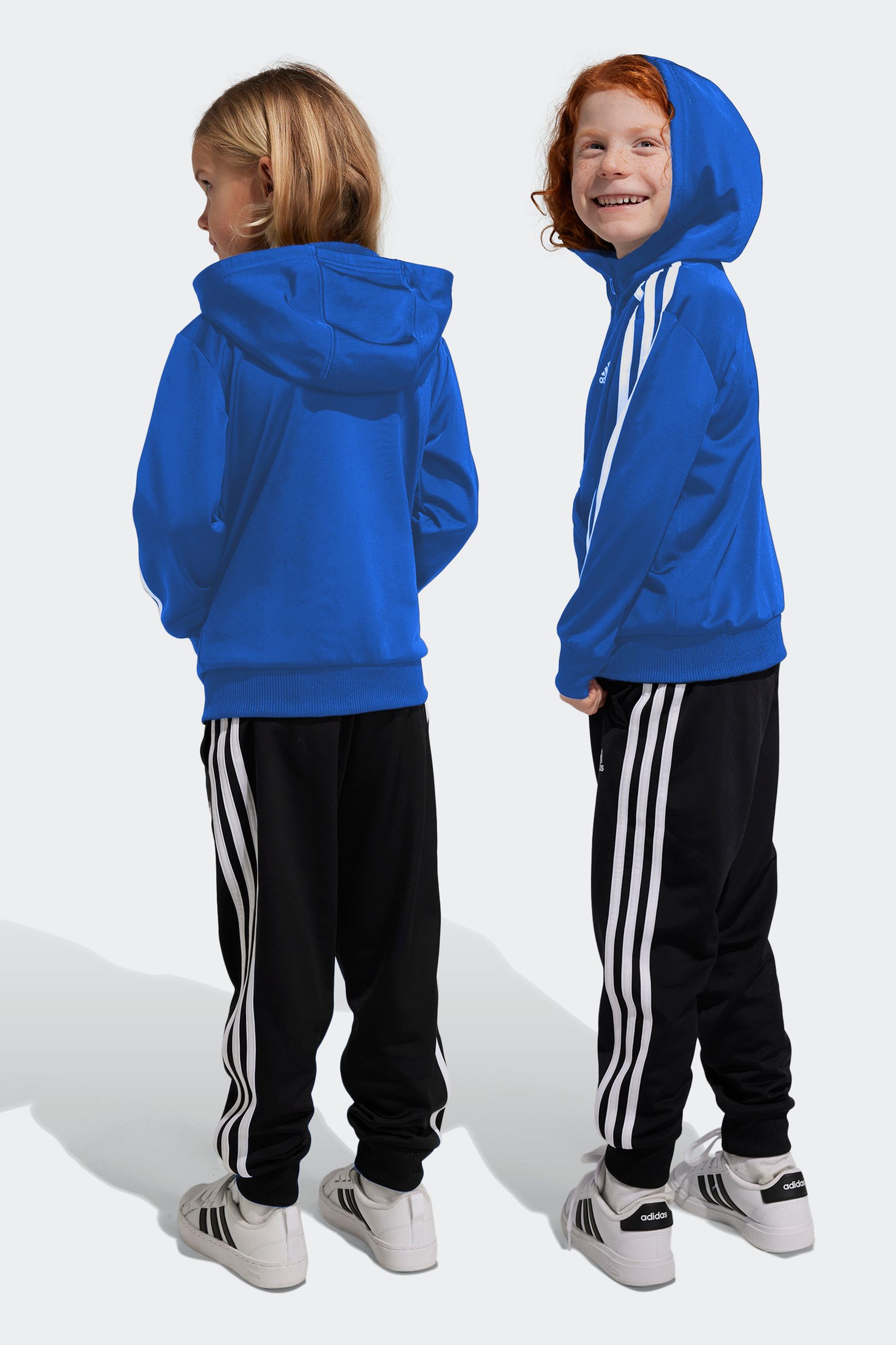 Blue and black adidas tracksuit hotsell