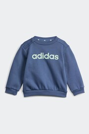 adidas Grey/Blue Sportswear Essentials Lineage Joggers Set - Image 2 of 6