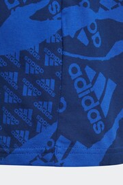 adidas Blue Sportswear Essentials Allover Print T-Shirt - Image 5 of 5