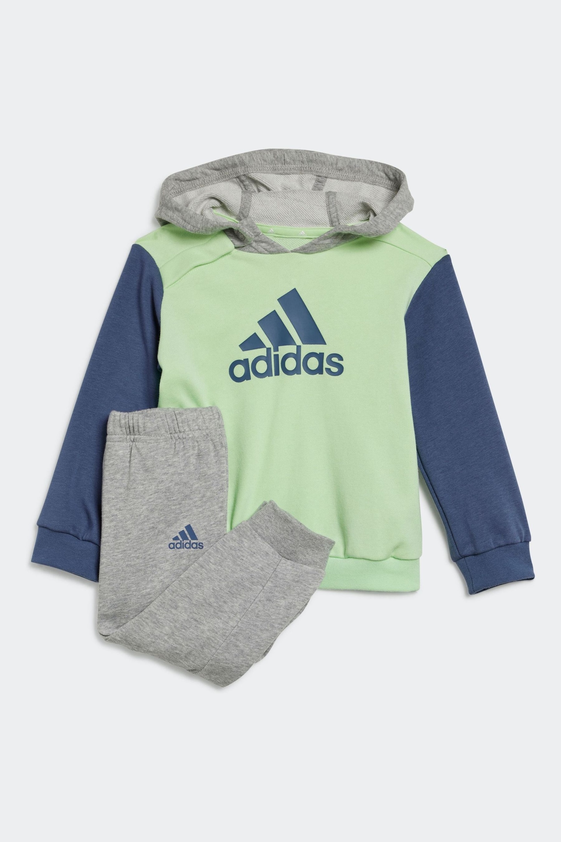 adidas Green/Grey Kids Essentials Colorblock Jogger Set - Image 1 of 6