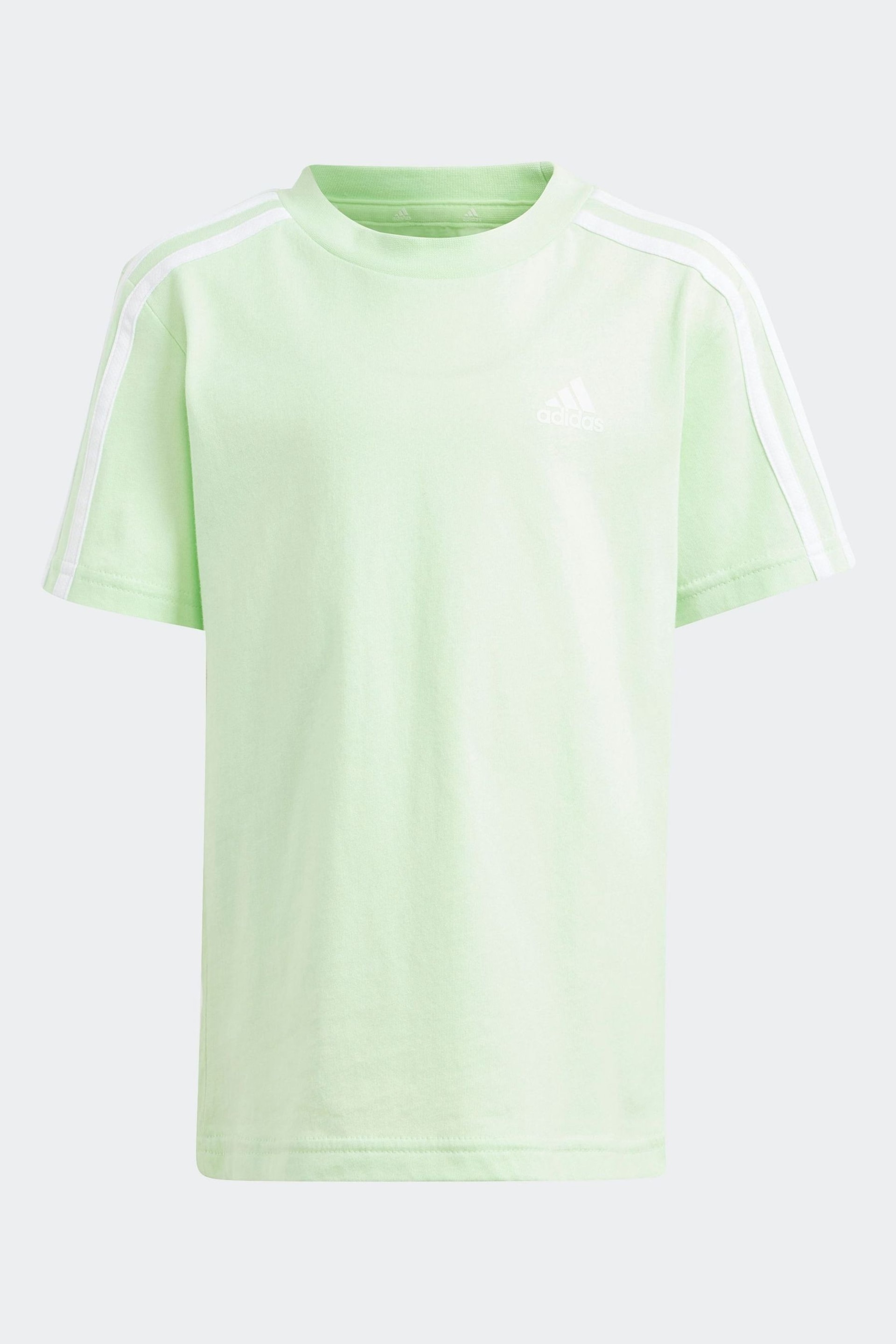 adidas Lemon Green Sportswear Essentials 3-Stripes Cotton T-Shirt - Image 1 of 5