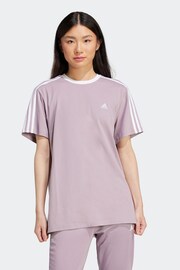 adidas Purple Sportswear Essentials 3 Stripes T-Shirt - Image 1 of 7