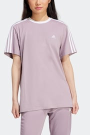 adidas Purple Sportswear Essentials 3 Stripes T-Shirt - Image 2 of 7