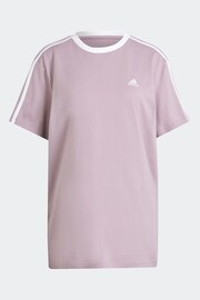adidas Purple Sportswear Essentials 3 Stripes T-Shirt - Image 7 of 7