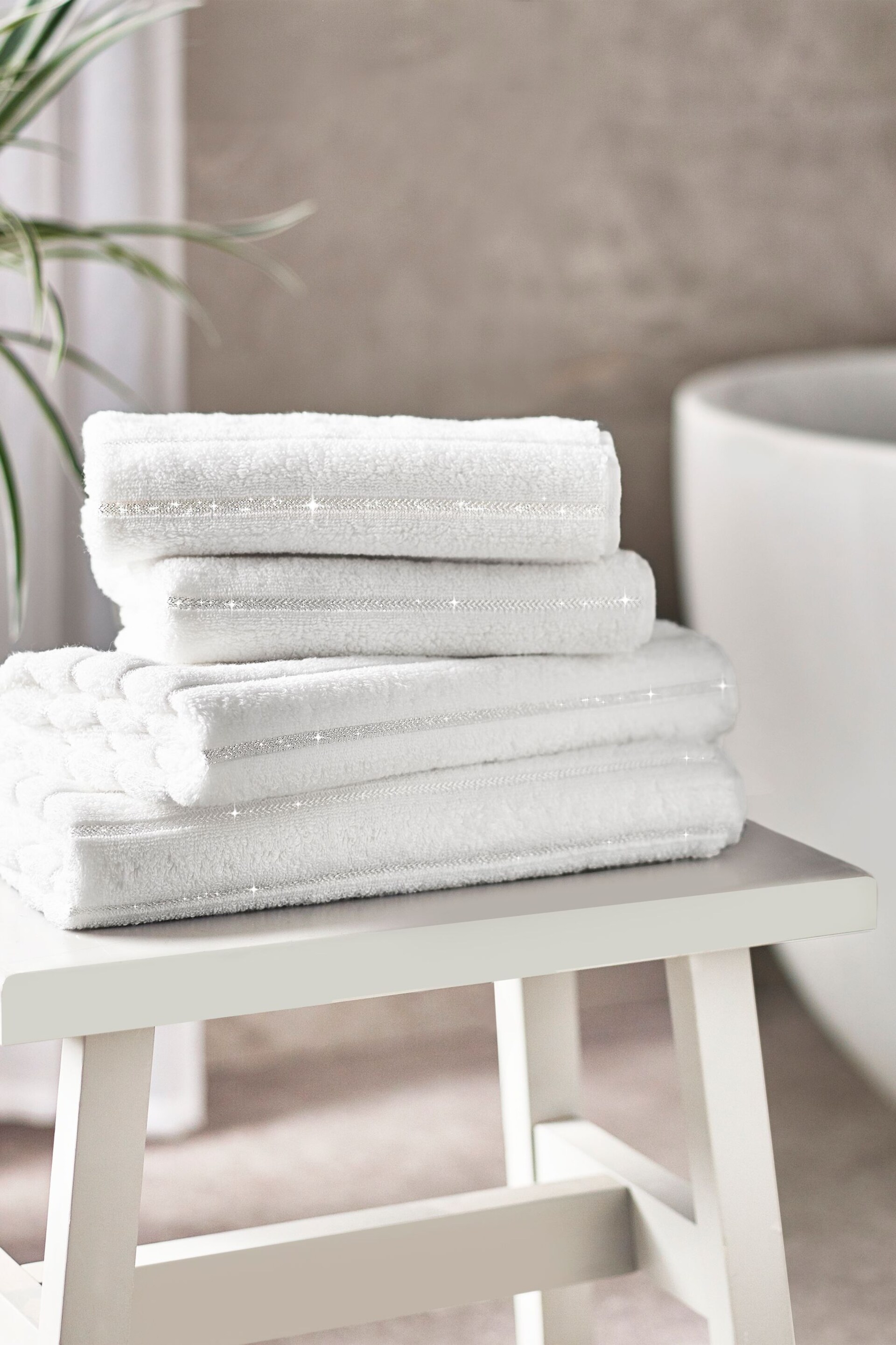 White Sparkle Rib Towel - Image 1 of 4