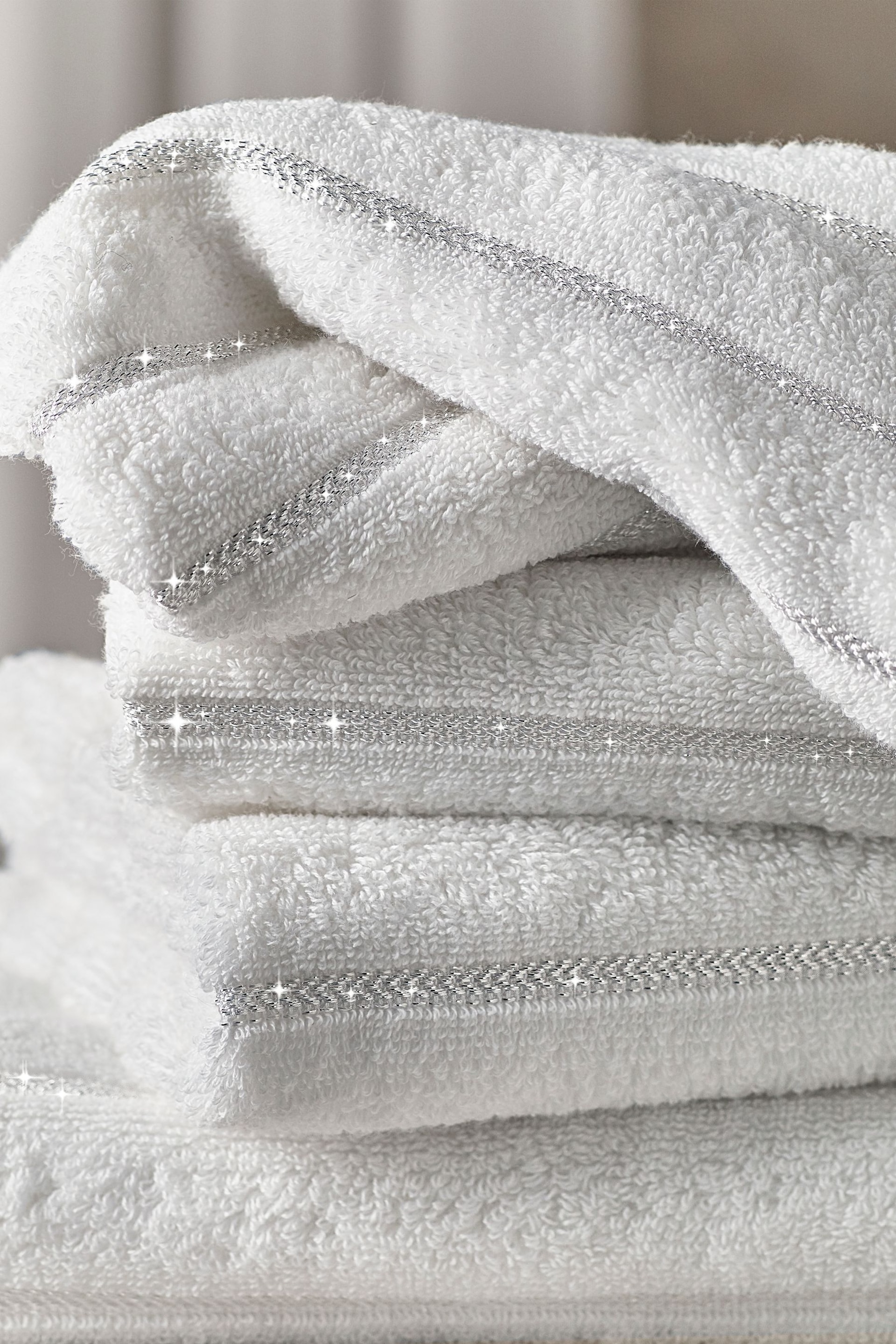 White Sparkle Rib Towel - Image 2 of 4