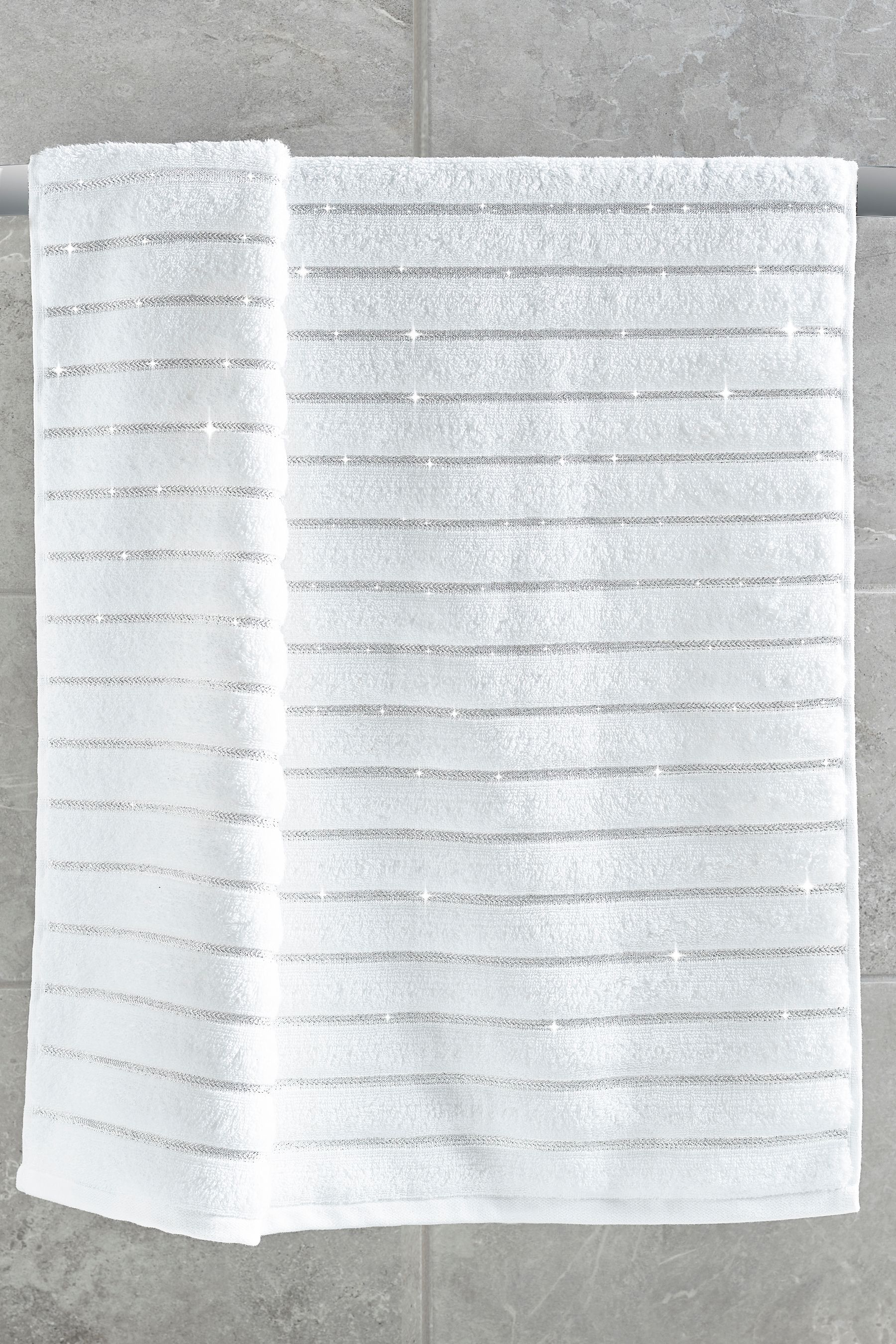 Buy White Sparkle Rib Towel from the Next UK online shop
