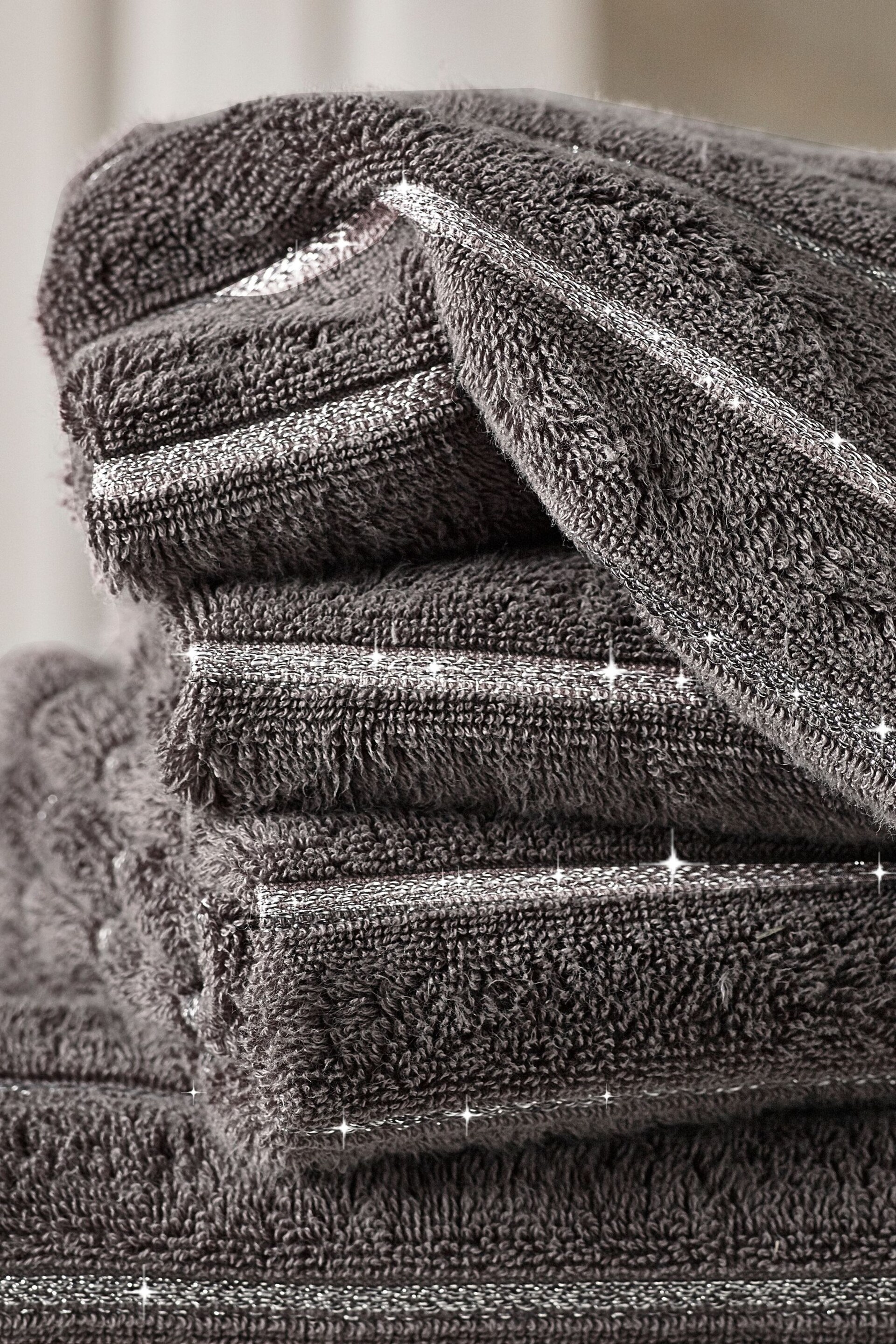 Charcoal Grey Sparkle Rib Towel - Image 3 of 4