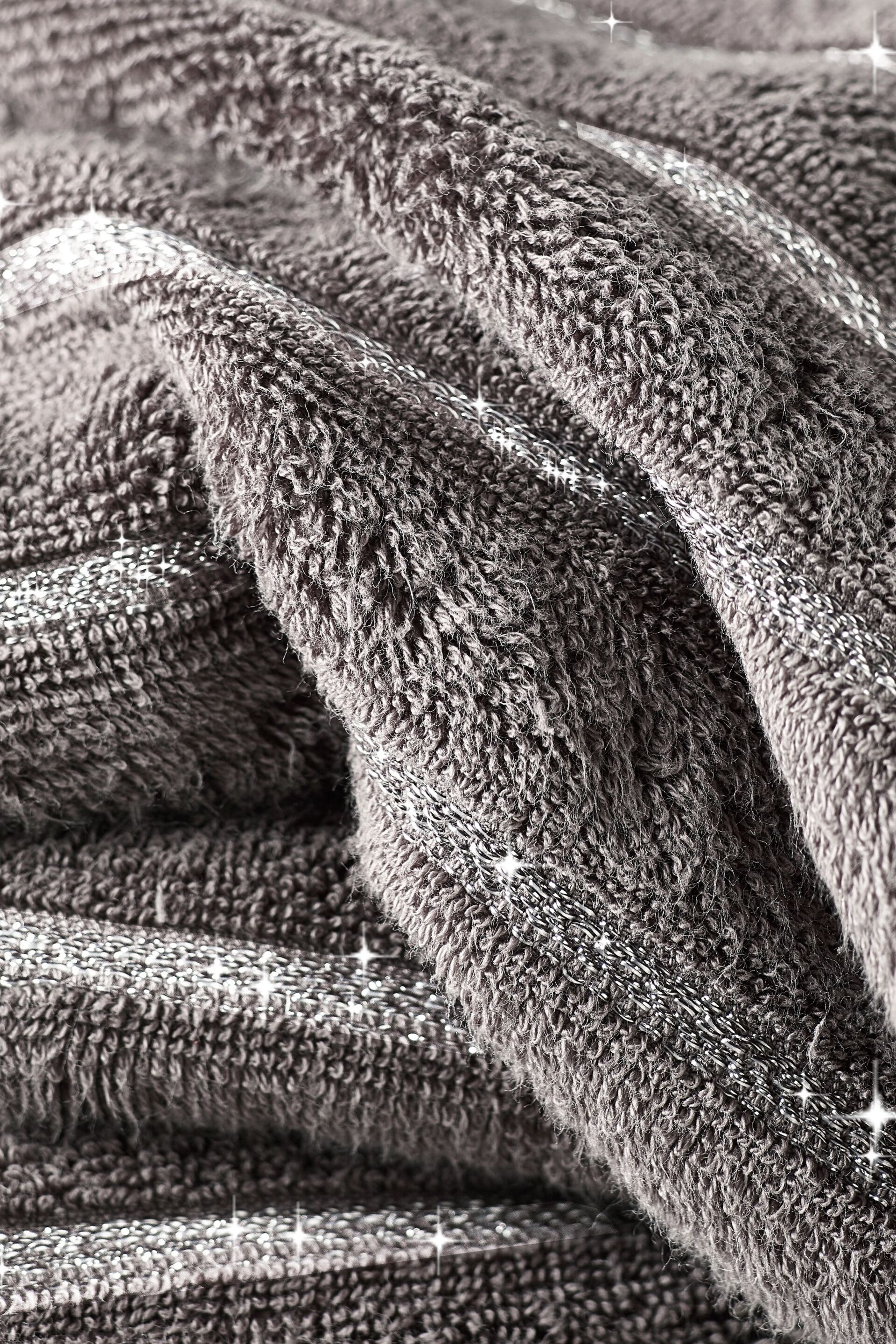 Charcoal Grey Sparkle Rib Towel - Image 4 of 4