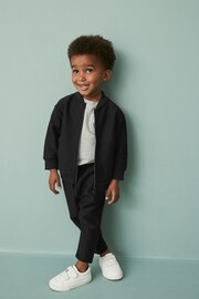 Black Jersey Bomber Jacket And Joggers 2 Piece Set (3mths-7yrs) - Image 2 of 7
