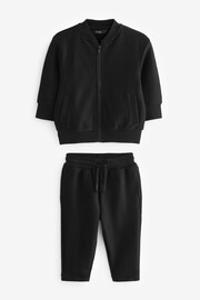 Black Jersey Bomber Jacket And Joggers 2 Piece Set (3mths-7yrs) - Image 5 of 7