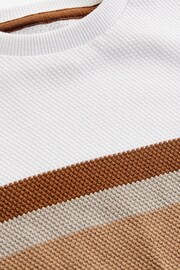 Tan Brown Short Sleeve Textured Stripe T-Shirt (3mths-7yrs) - Image 6 of 6