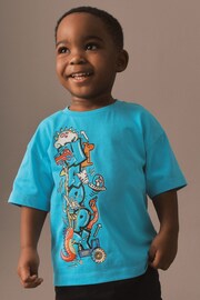 Turquoise Blue Short Sleeve Graffic T-Shirt (3mths-7yrs) - Image 1 of 6