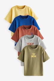 Multi 100% Cotton Short Sleeve T-Shirts 5 Pack (3mths-7yrs) - Image 1 of 9