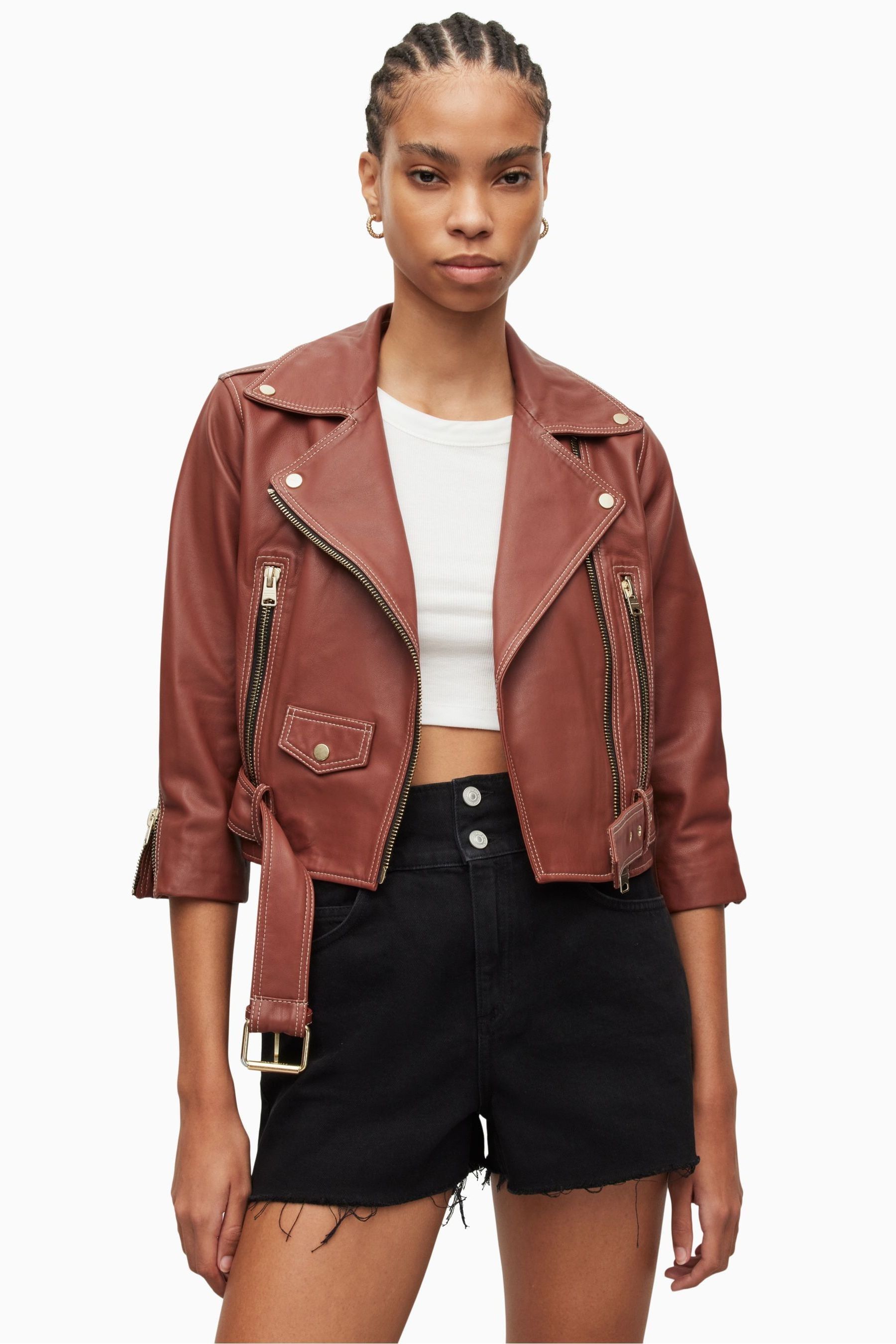 Allsaints red leather jacket store