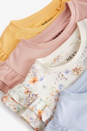 Pink/Blue/Yellow 4 Pack Floral Frill Sleeve T-Shirts (3-16yrs) - Image 7 of 11