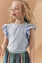 Pink/Blue/Yellow 4 Pack Floral Frill Sleeve T-Shirts (3-16yrs) - Image 9 of 11