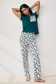 Teal Elephant Cotton Short Sleeve Pyjamas - Image 2 of 8