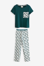 Teal Elephant Cotton Short Sleeve Pyjamas - Image 5 of 8