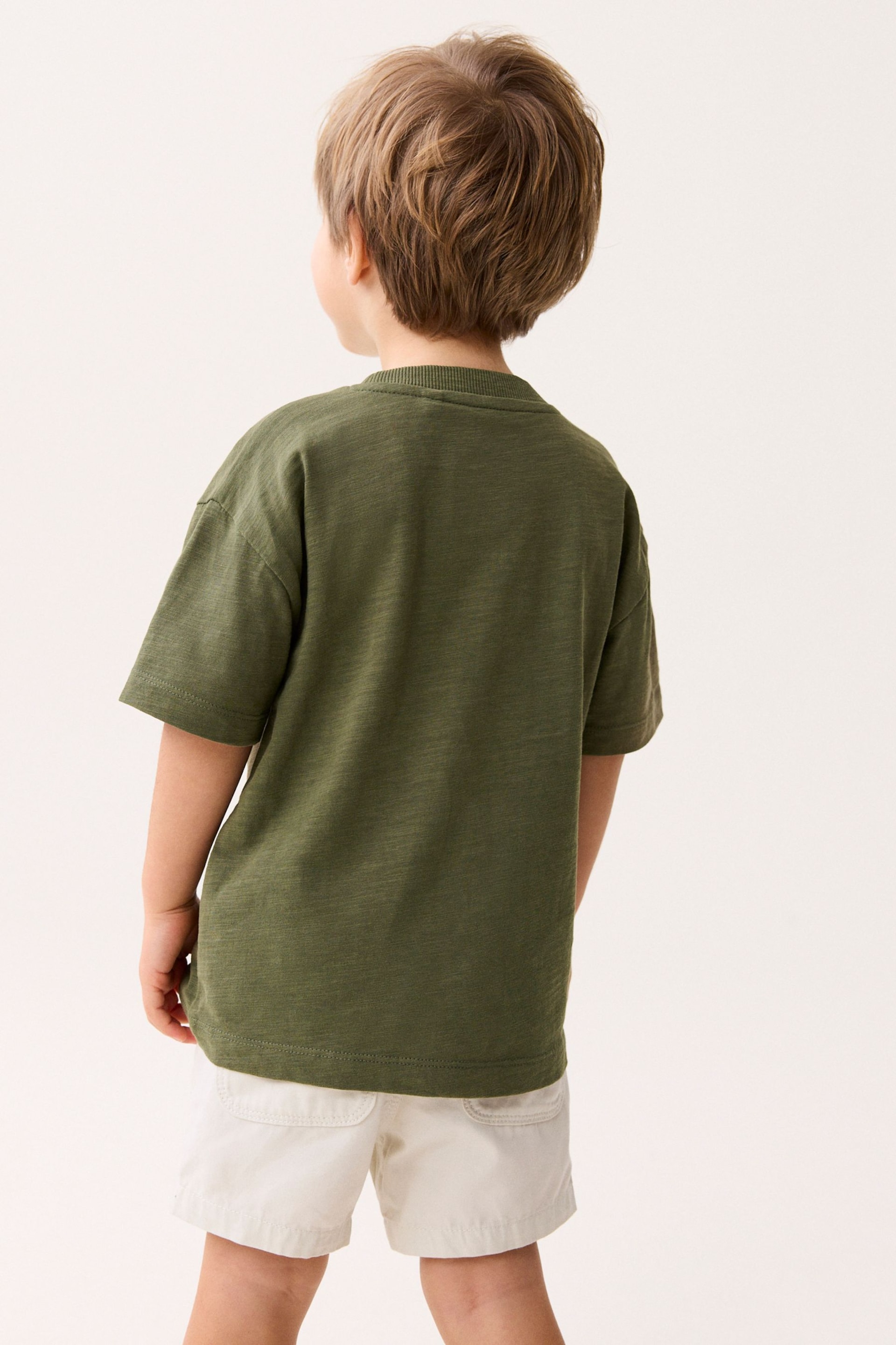 Khaki Green Zebra Short Sleeve Pocket T-Shirt (3mths-7yrs) - Image 2 of 7