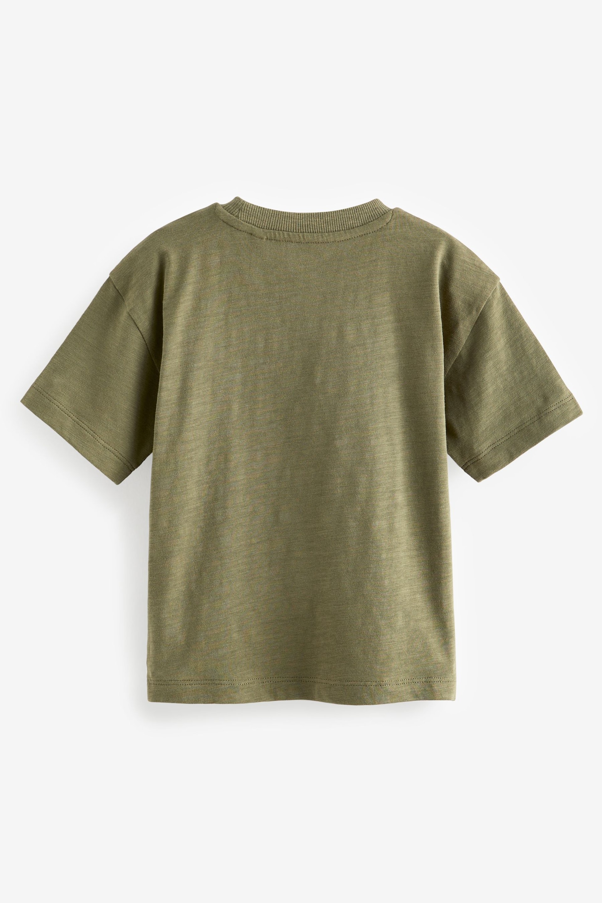 Khaki Green Zebra Short Sleeve Pocket T-Shirt (3mths-7yrs) - Image 6 of 7