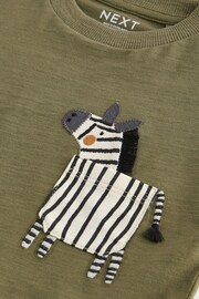 Khaki Green Zebra Short Sleeve Pocket T-Shirt (3mths-7yrs) - Image 7 of 7