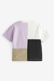 Black/Lilac Purple Short Sleeve Colourblock T-Shirt (3mths-7yrs) - Image 2 of 3